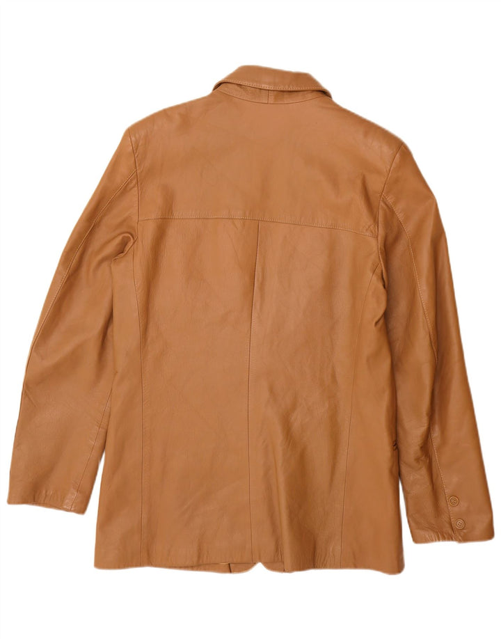 VINTAGE Ανδρικό Δερμάτινο Σακάκι Μπλέιζερ με 2 Κουμπιά IT 48 Δερμάτινο Μεσαίο Μπεζ