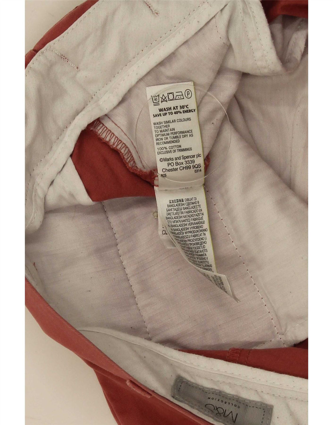 Ανδρικό σορτς Chino Marks & Spencer W38 XL κόκκινο βαμβακερό