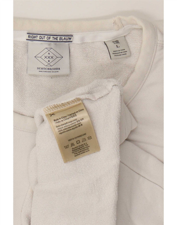 Ανδρικό γραφικό φούτερ Scotch & Soda Jumper μεγάλο λευκό βαμβακερό