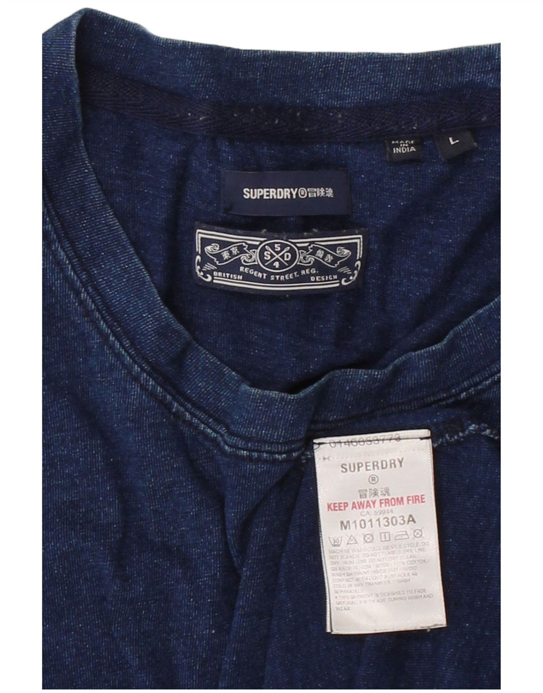 Ανδρικό T-Shirt SUPERDRY Top Large Navy Blue από βαμβάκι