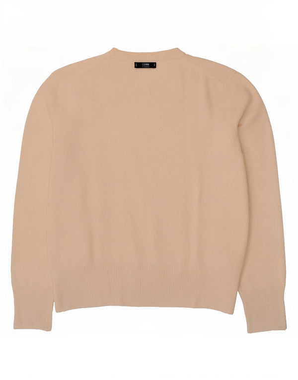Massimo Dutti Womens Crew Neck Jumper Sweater UK 14 Medium Beige