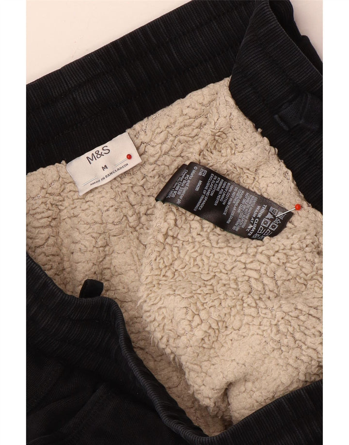 Marks & Spencer Ανδρική φόρμα παντελόνι Joggers Μεσαίο μαύρο βαμβακερό