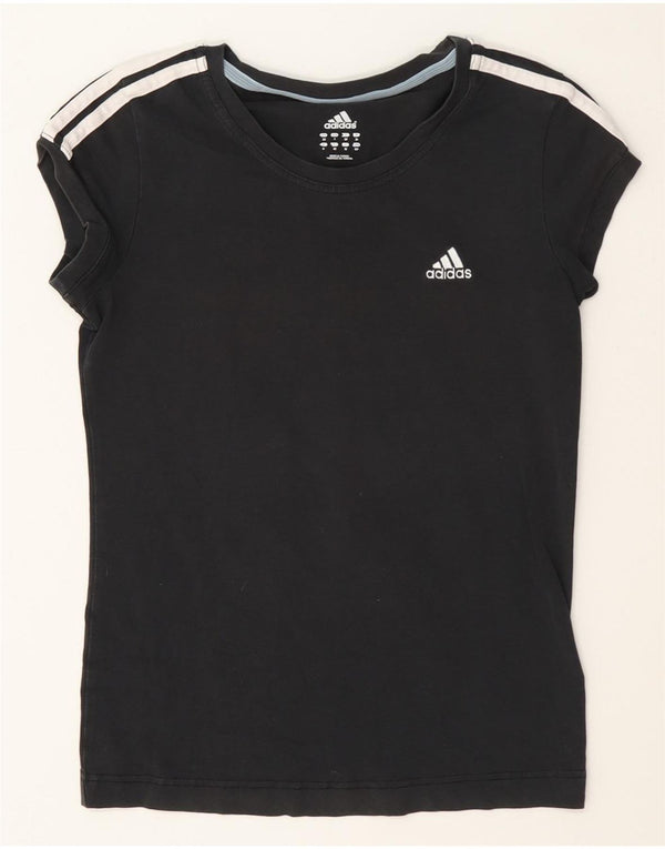 Adidas Γυναικείο T-Shirt Top UK 10 Small μαύρο βαμβακερό