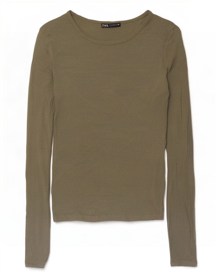 Zara γυναικείο τοπ μακρυμάνικο UK 12 Medium Khaki