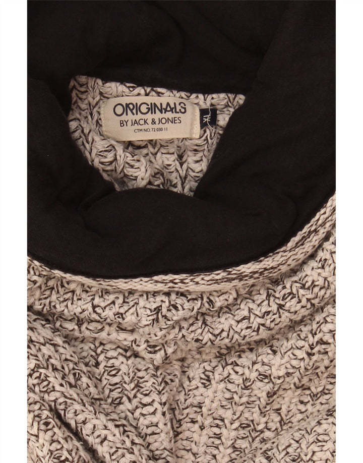 JACK & JONES Ανδρικό πουλόβερ με ρολό λαιμόκοψη XL βαμβακερό γκρι