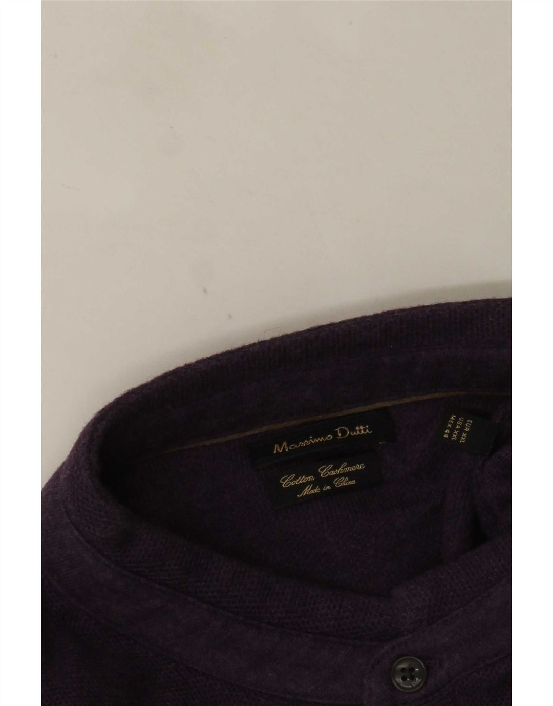 Massimo Dutti Ανδρικό πουλόβερ με λαιμό 2XL μωβ βαμβακερό