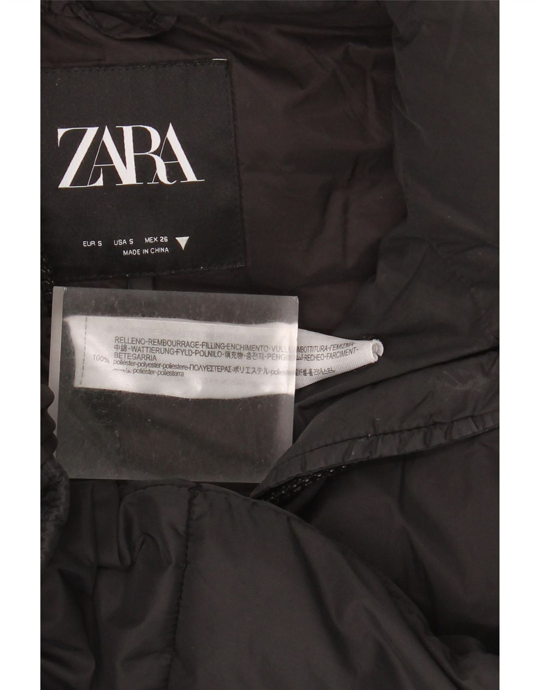 Zara Γυναικεία κουκούλα μεγάλου μεγέθους με επένδυση Gilet UK 10 Small Black Polyester