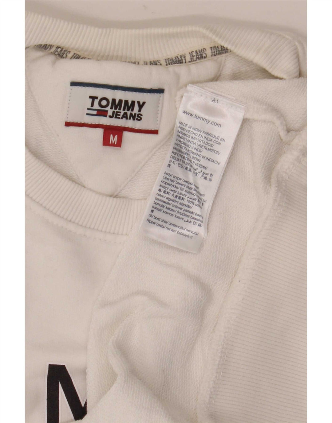Γραφικό ανδρικό φούτερ Tommy Hilfiger, μεσαίο λευκό βαμβακερό