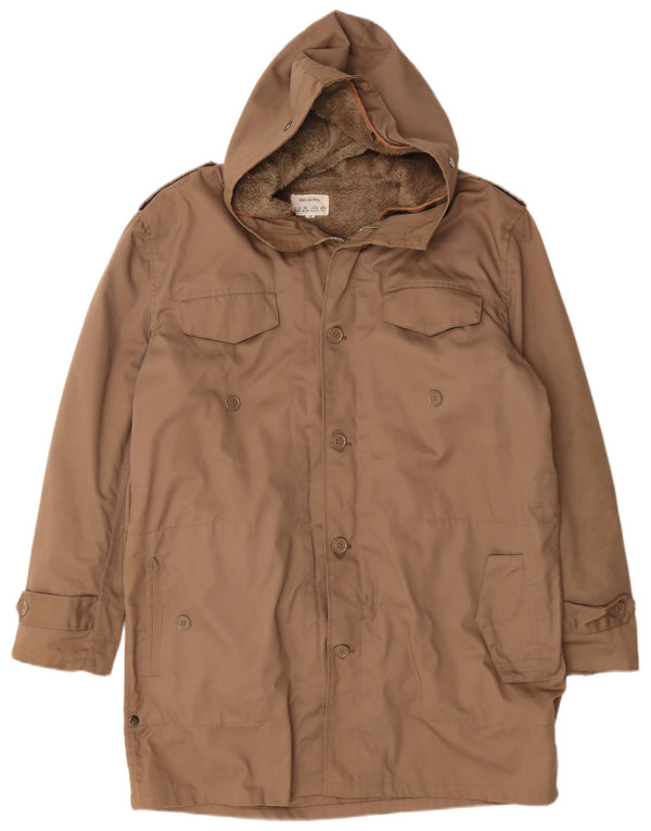 Vintage Ανδρικό Μπουφάν Sherpa Parka με κουκούλα IT 56 3XL καφέ ακρυλικό