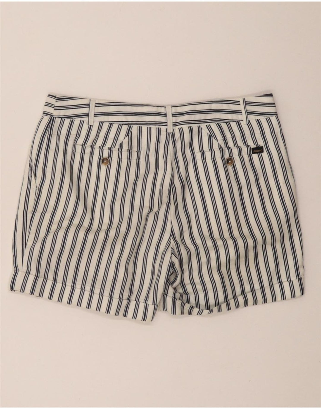MUSTO Γυναικείο σορτς Chino UK 10 Small W27 Λευκό ριγέ βαμβακερό