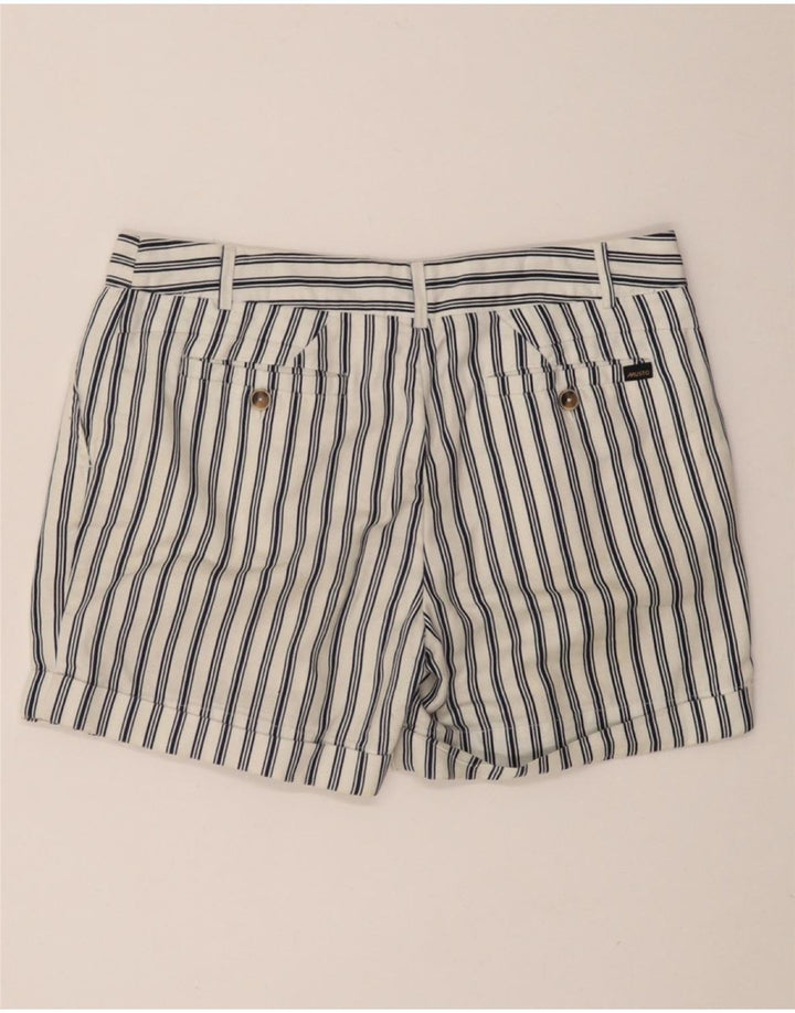 MUSTO Γυναικείο σορτς Chino UK 10 Small W27 Λευκό ριγέ βαμβακερό
