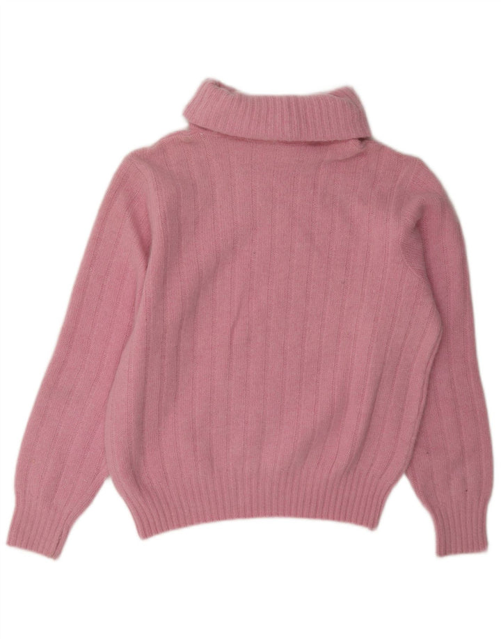 Vintage γυναικείο πουλόβερ με ρολό λαιμόκοψη UK 14 Medium Pink