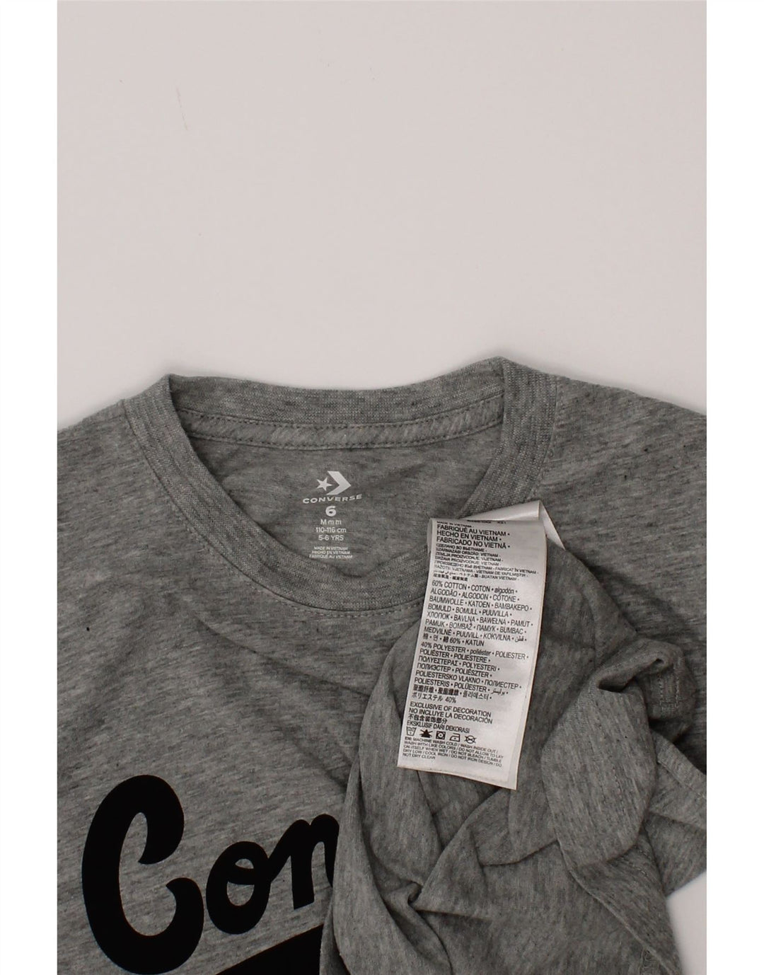 Converse Boys Graphic T-Shirt Top 5-6 ετών Μεσαίο γκρι βαμβακερό