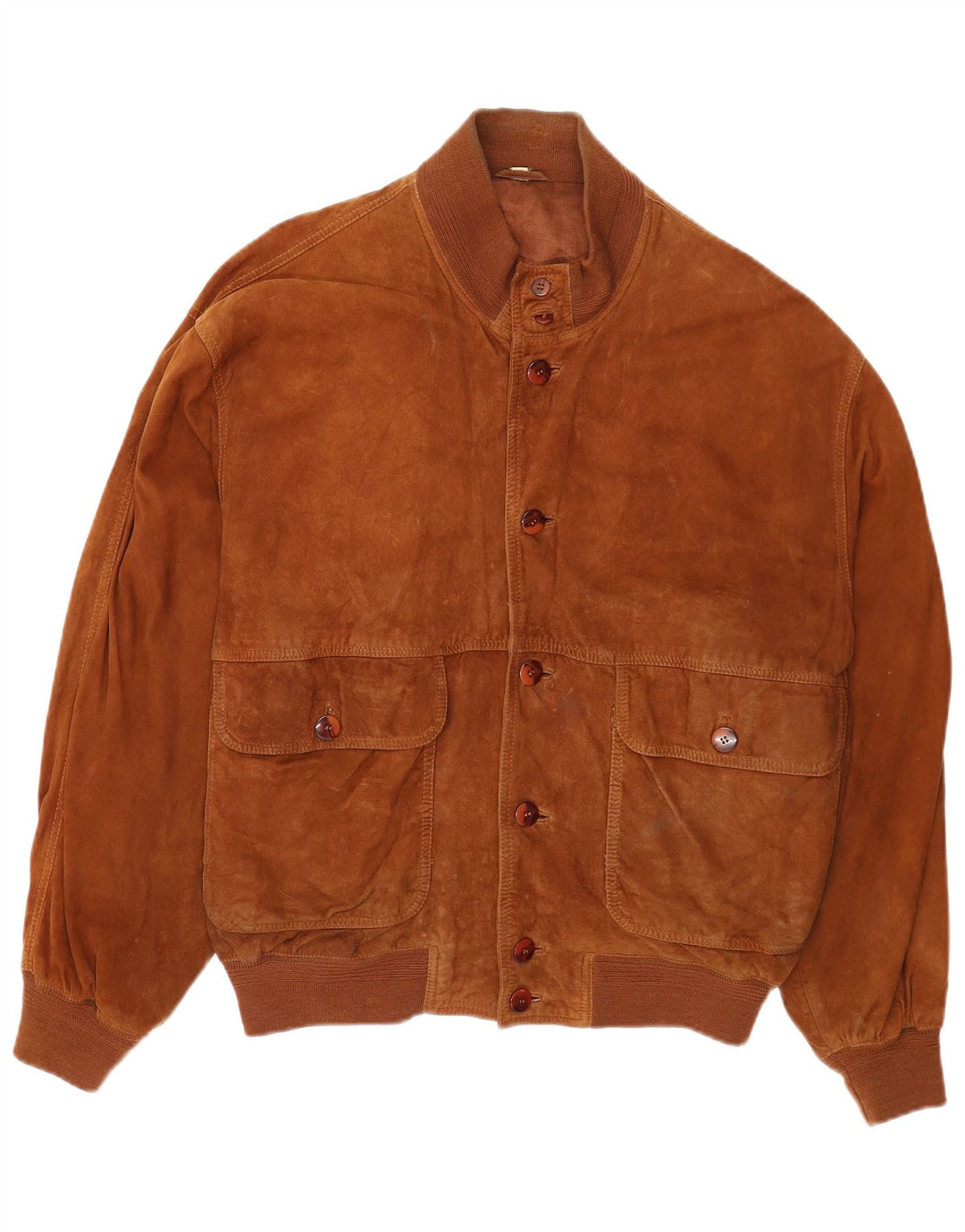 Vintage Ανδρικό Suede Bomber Jacket EU 50 Large Brown Δερμάτινο