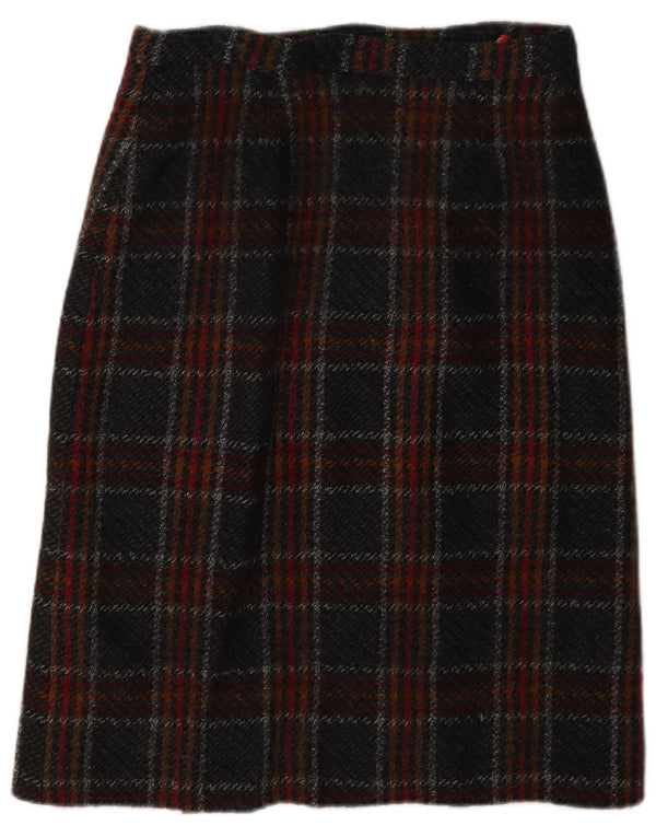 Vintage γυναικεία πλεκτή φούστα W26 Small Black Check