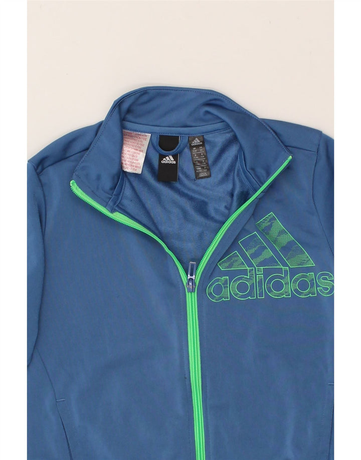 ADIDAS Boys Graphic Tracksuit Top Jacket 7-8 Years Blue Polyester Vintage Adidas and Second-Hand Adidas from Messina Hembry 