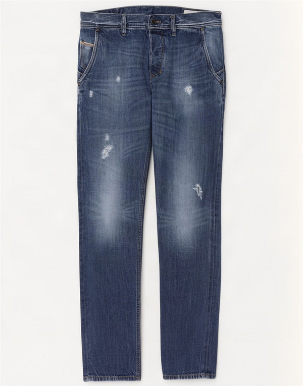 Diesel Womens Kakee Distressed Carrot Slim Jeans W29 L32 Μπλε βαμβακερό