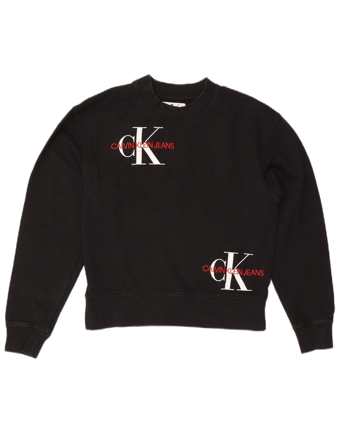 CALVIN KLEIN JEANS Γυναικείο φούτερ μεγάλου μεγέθους Jumper UK 6 XS Μαύρο
