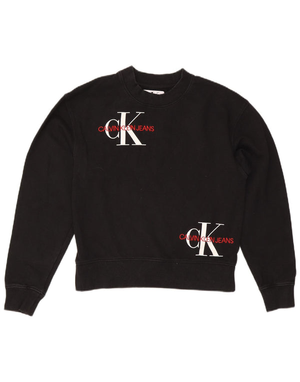 CALVIN KLEIN JEANS Γυναικείο φούτερ μεγάλου μεγέθους Jumper UK 6 XS Μαύρο