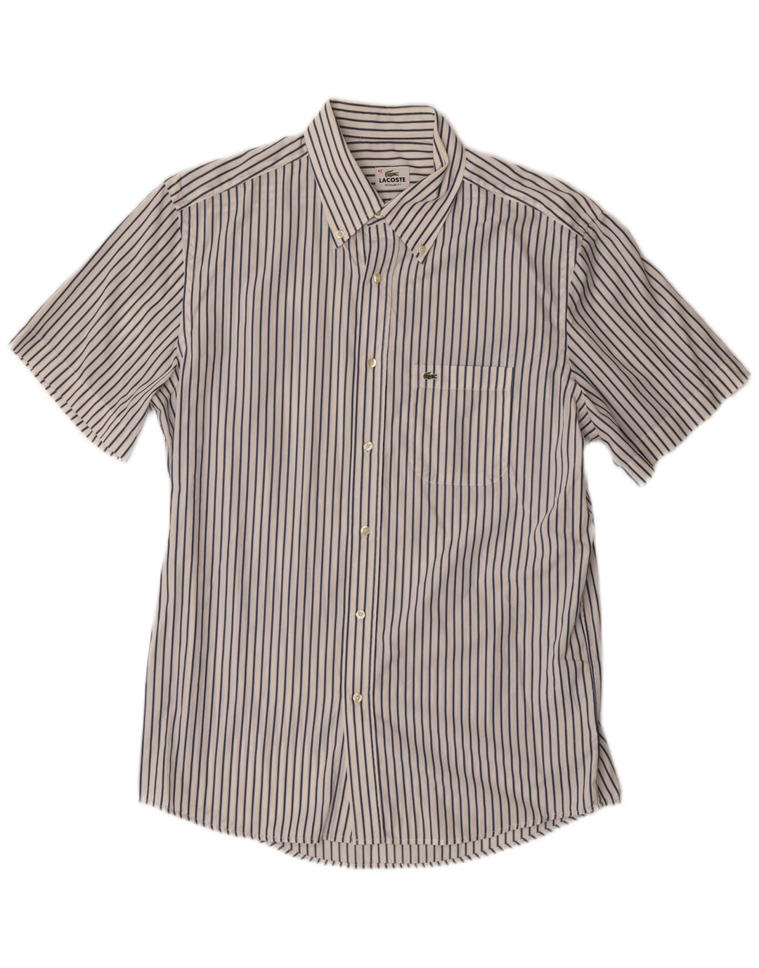 Ανδρικό πουκάμισο Lacoste με κοντό μανίκι κανονική εφαρμογή, Μέγεθος 42 Μεγάλη Λευκή ρίγα