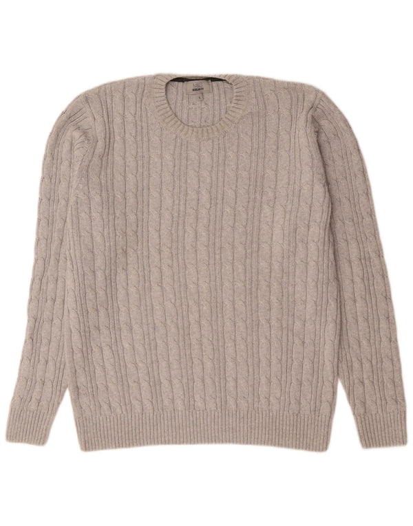 Marks & Spencer Mens Regular Fit Crew Neck Jumper Sweater Large Grey Cotton