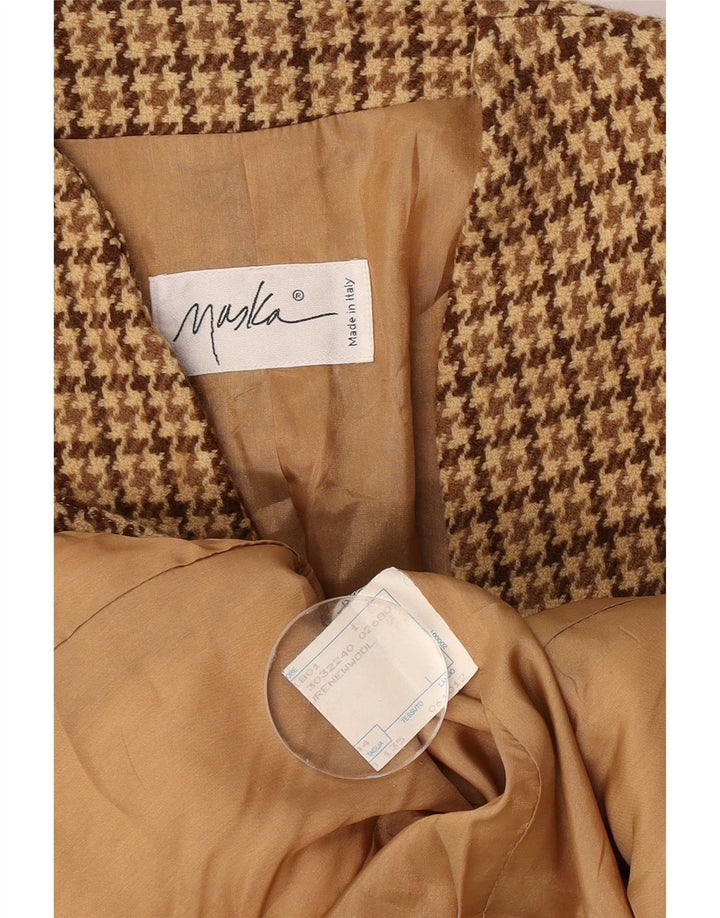 Maska Womens 3/4 Sleeve Blazer Jacket IT 44 Medium Beige Houndstooth
