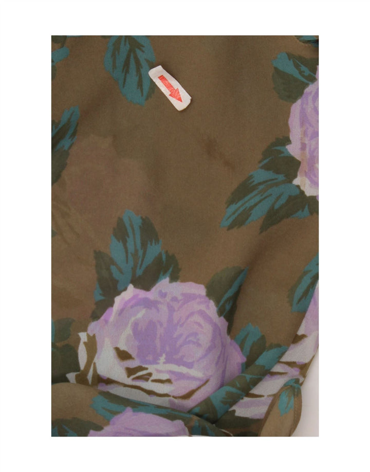 Marella Γυναικείο πουκάμισο Wrap Crop Μπλούζα UK 12 Medium Brown Floral Polyester