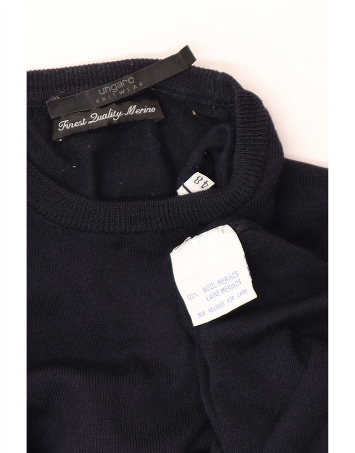 Ungaro Ανδρικό πουλόβερ με λαιμόκοψη IT 48 Small Navy Blue Wool