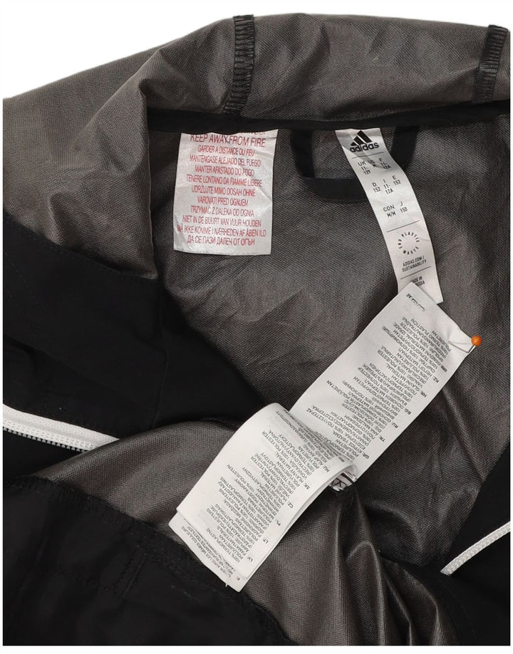 ADIDAS Boys Ancona γραφικό μπουφάν βροχής με κουκούλα 11-12 ετών μαύρο πολυεστέρα