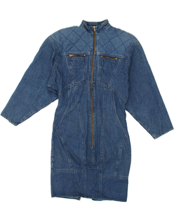 VINTAGE Γυναικείο μακρυμάνικο τζιν φόρεμα UK 8 Small Blue