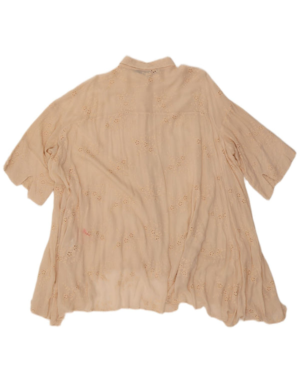 Zara γυναικείο κοντομάνικο πουκάμισο oversized μπλούζα UK 14 Medium Beige Floral