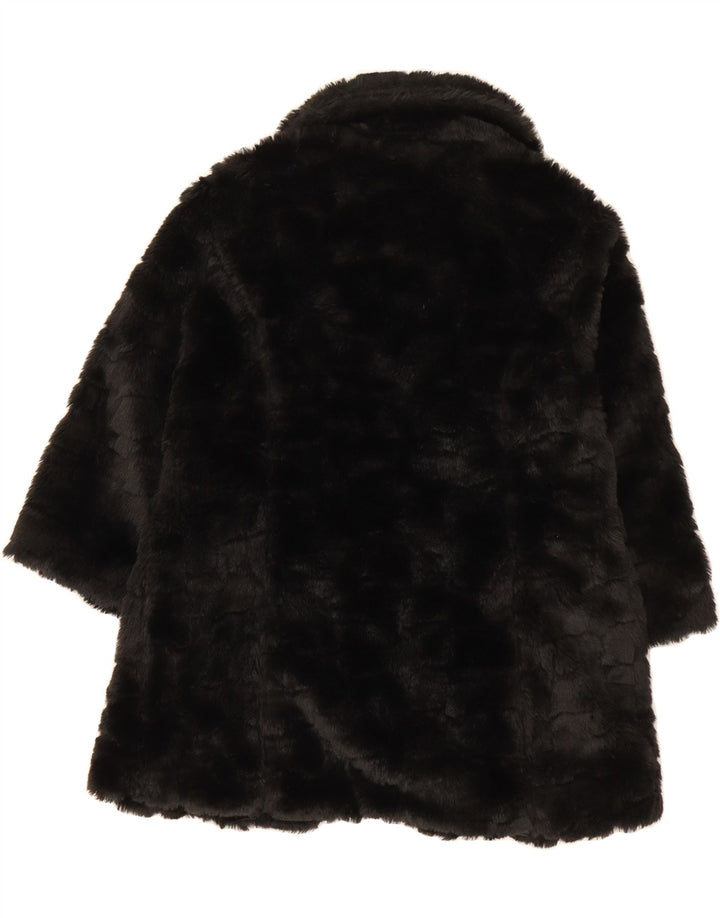 VINTAGE Womens Faux Fur Overcoat UK 10 Small Black Polyester Vintage Vintage and Second-Hand Vintage from Messina Hembry 