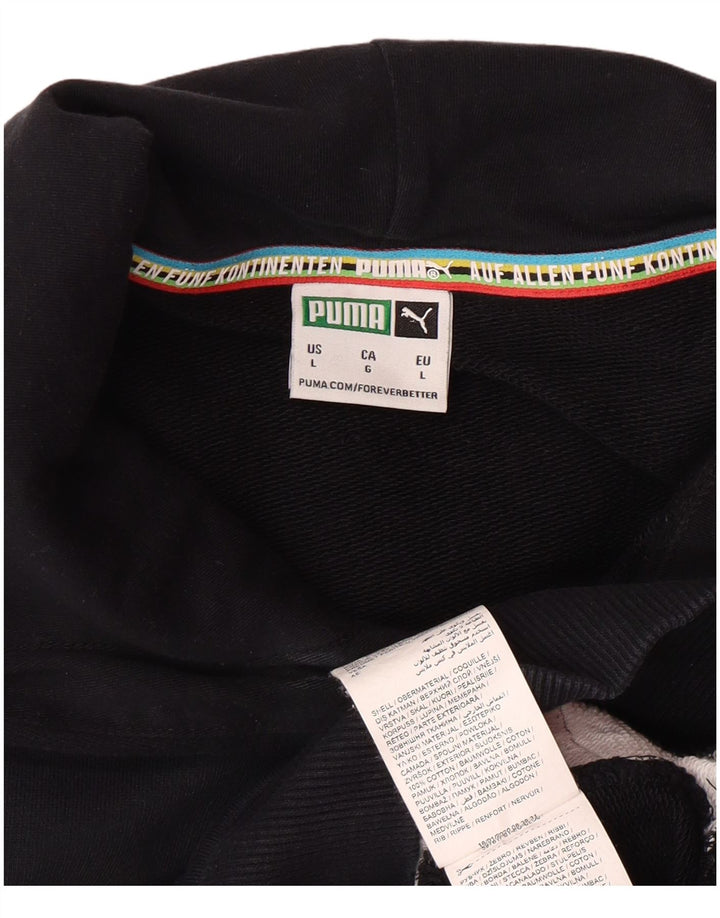 Ανδρικό γραφικό κουκούλα PUMA, μεγάλο μαύρο χρώμα, βαμβακερό