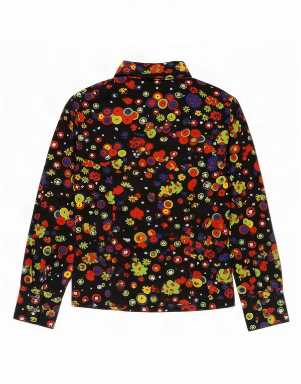 Vintage γυναικείο μακρυμάνικο πουλόβερ UK 10 Small Black Floral