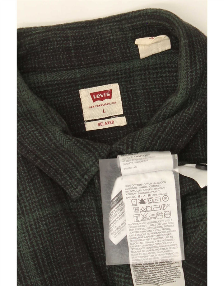 Ανδρικό πουκάμισο Levi's Relaxed Flannel Large Green Check Cotton