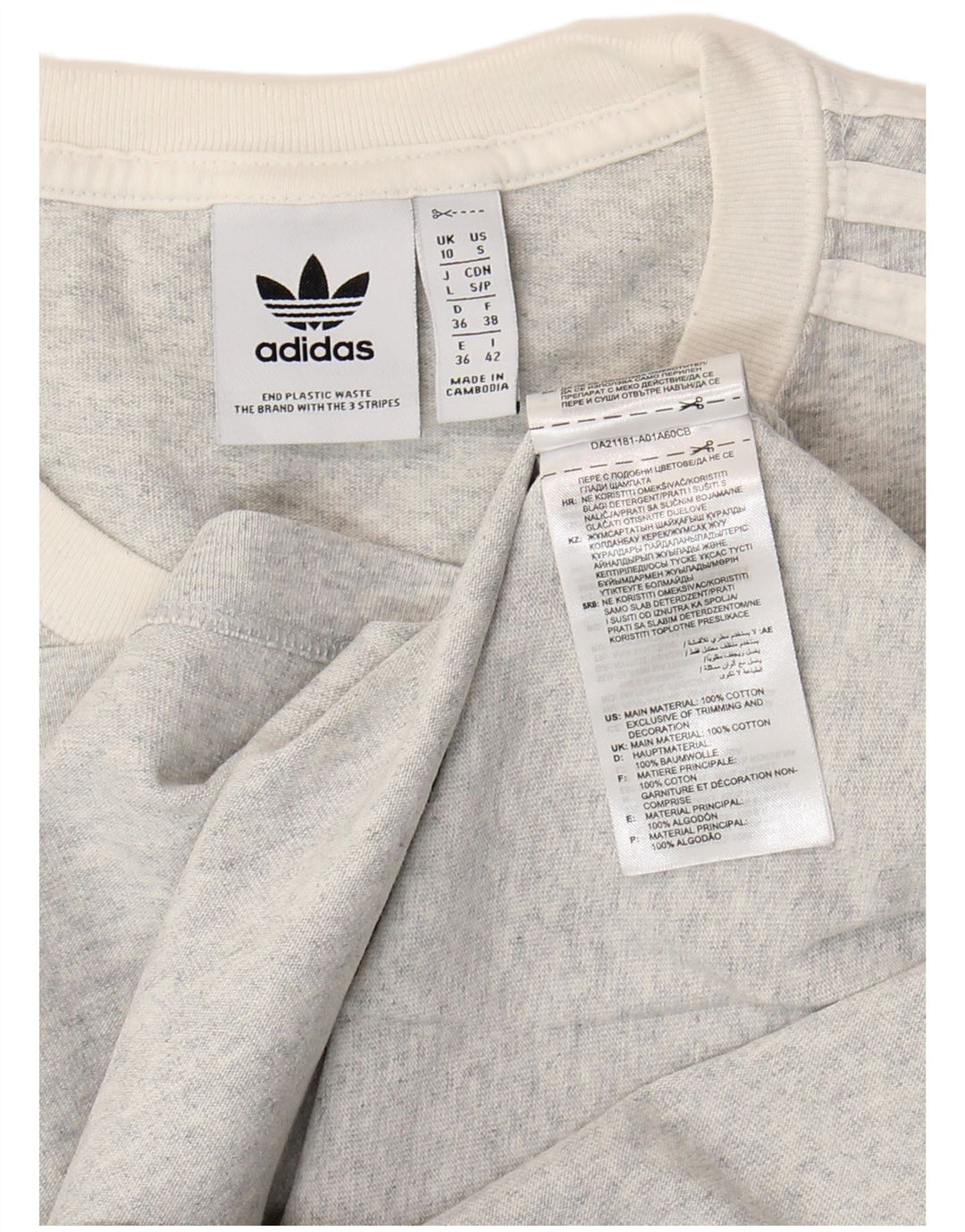 Γυναικείο γραφικό T-Shirt Adidas Top UK 10 Small Grey Cotton