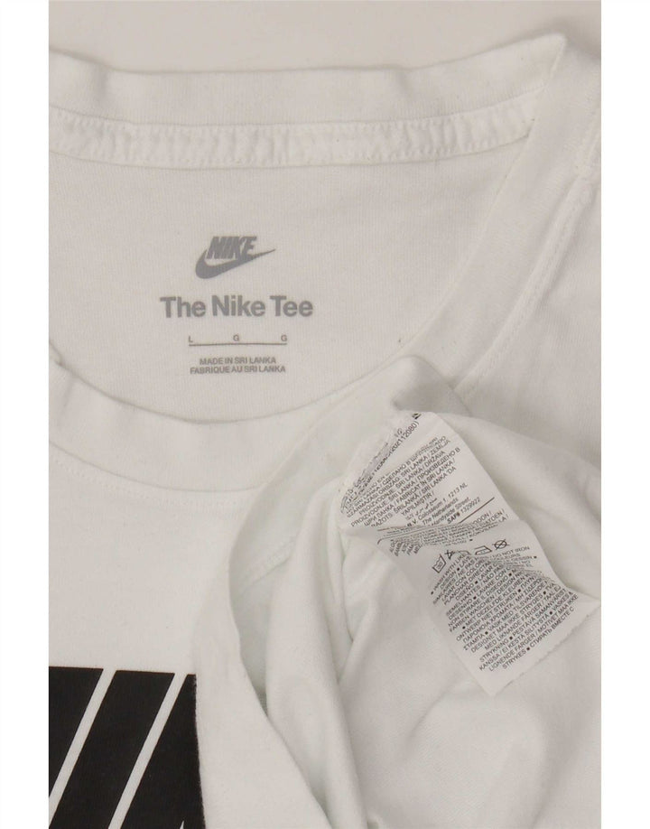 Ανδρικό γραφικό μπλουζάκι Nike, μεγάλο λευκό βαμβακερό