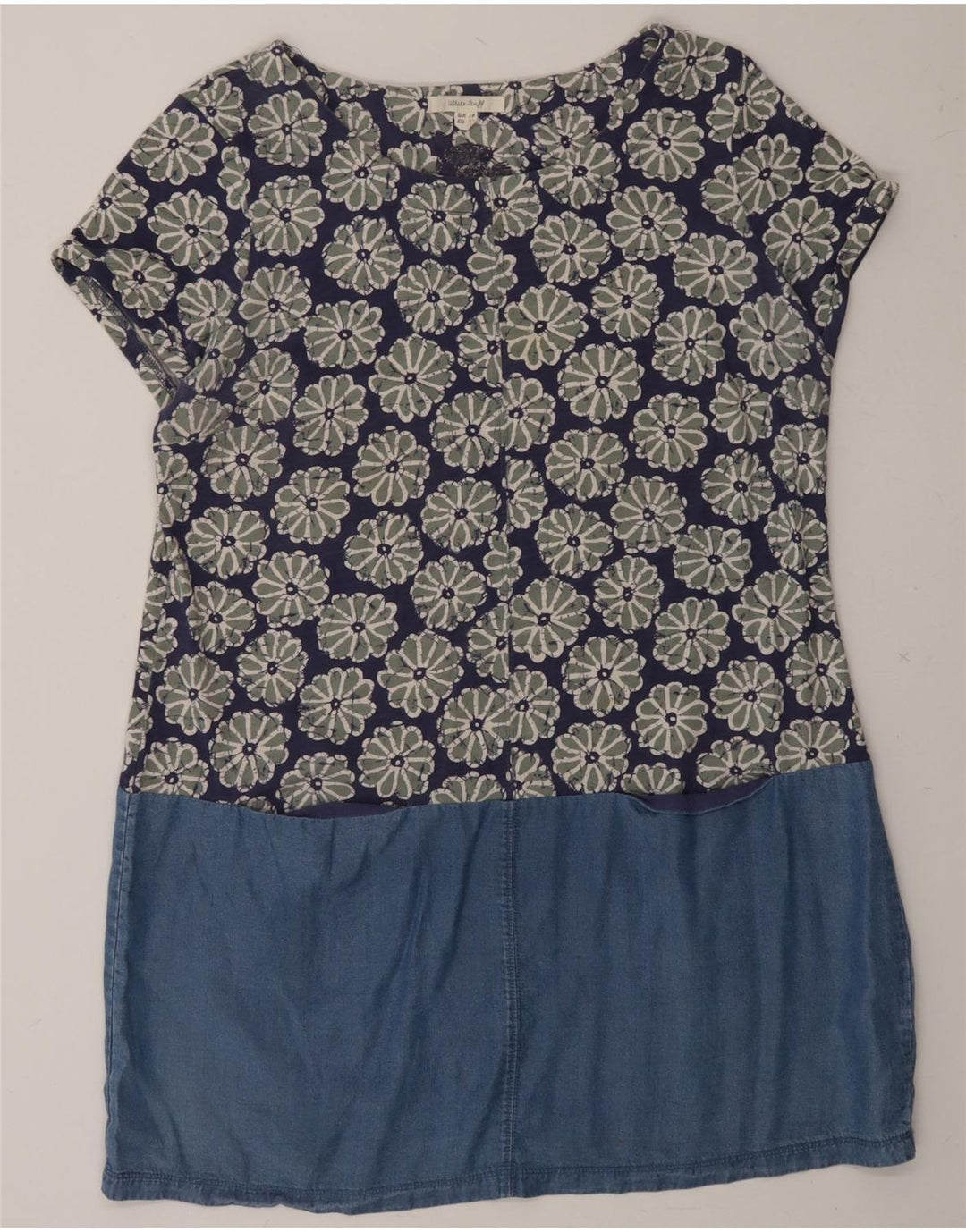WHITE STUFF Womens Basic Dress UK 14 Large Blue Floral Vintage White Stuff and Second-Hand White Stuff from Messina Hembry 