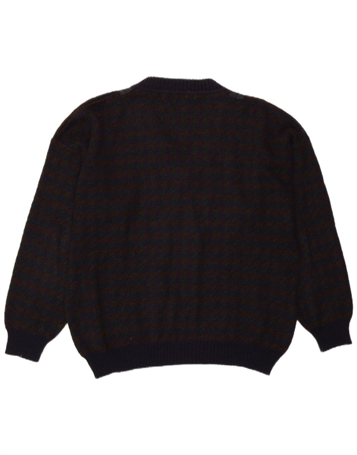 Vintage Ανδρικό πουλόβερ με V λαιμόκοψη XL Μωβ Check