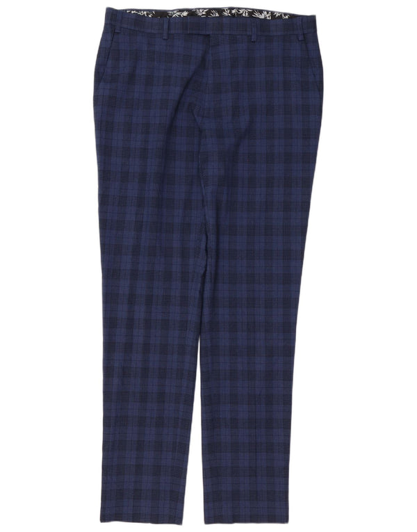 Marks & Spencer Ανδρικό Skinny Suit Παντελόνι W36 L33 Navy Blue Check Polyester