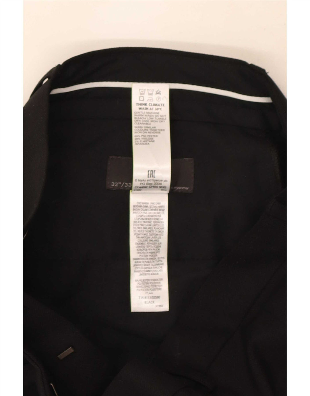 Marks & Spencer Ανδρικό Παντελόνι Κοστούμι Slim Fit W32 L33 Μαύρο πολυεστέρα