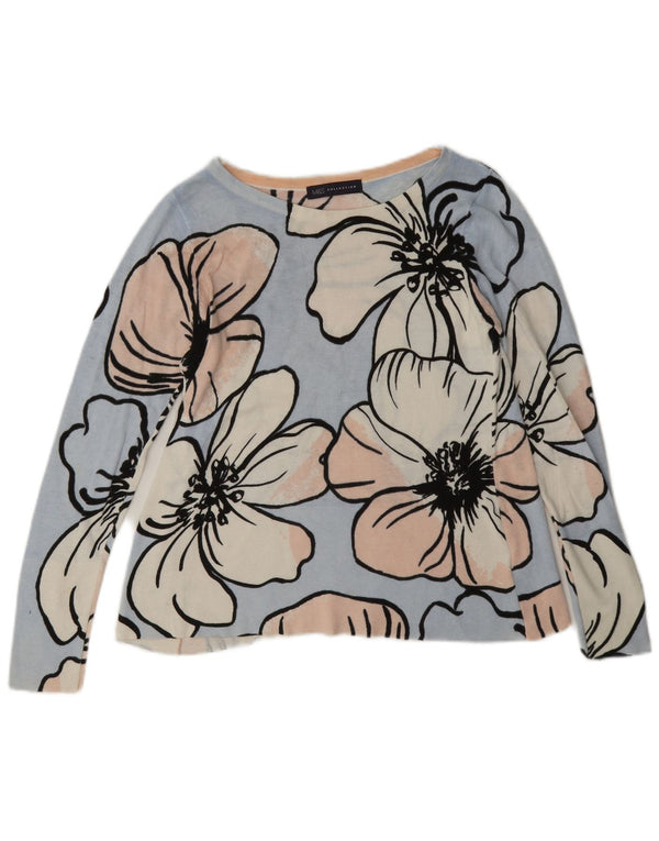 Marks & Spencer Γυναικεία Μπλούζα Τοπ UK 8 Small Blue Floral Βαμβακερό