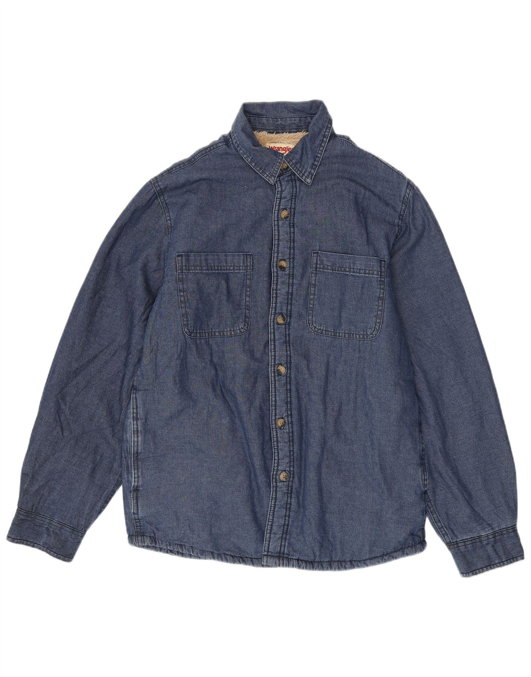 WRANGLER Mens Sherpa Jacket UK 36  Small Blue Cotton