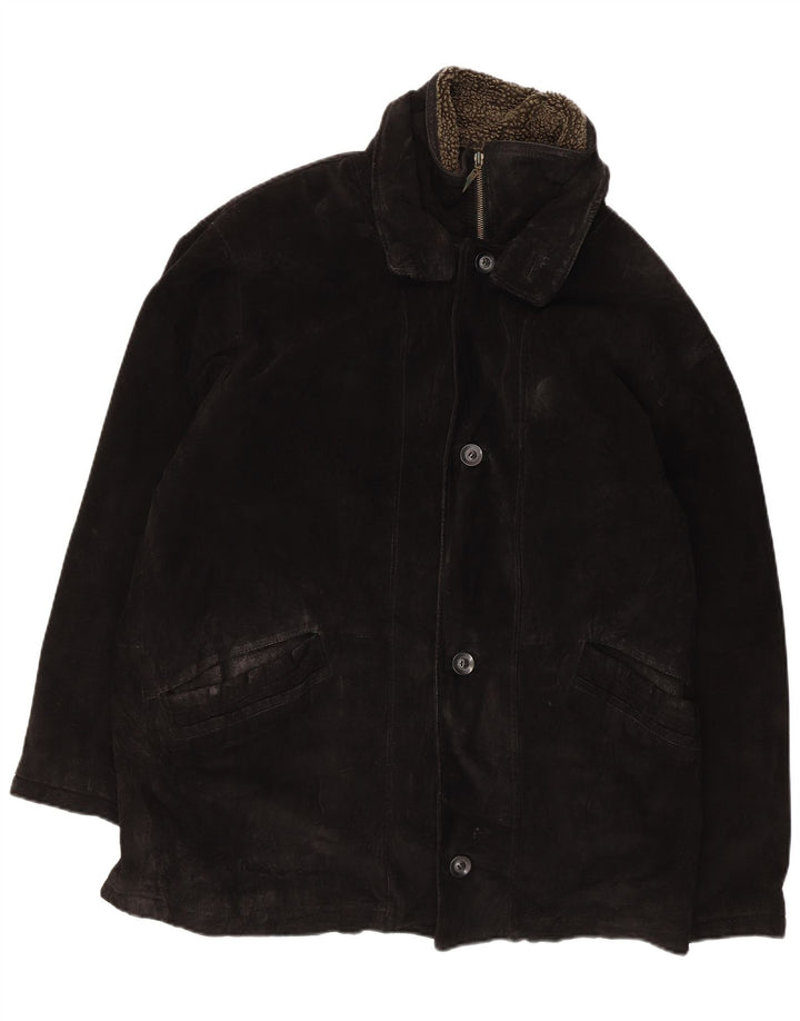 Vintage Ανδρικό Suede Jacket UK 40 Large Black Leather