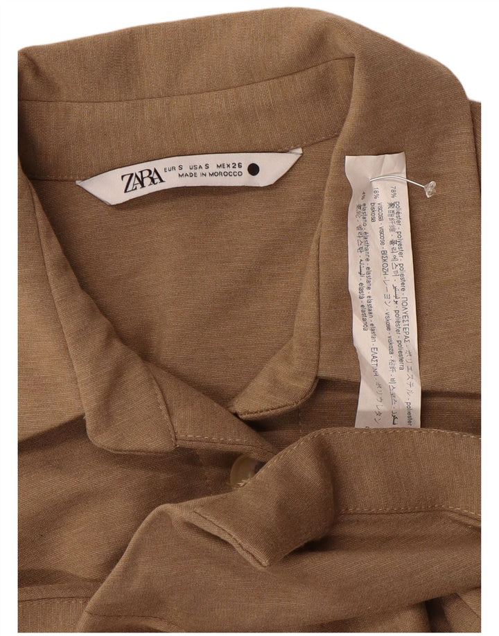 Zara Γυναικείο πουκάμισο Μπλούζα UK 10 Small Brown Πολυεστέρας