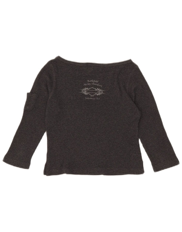 Harley Davidson Γυναικείο Crop Graphic Μακρυμάνικο UK 10 Small Grey Cotton