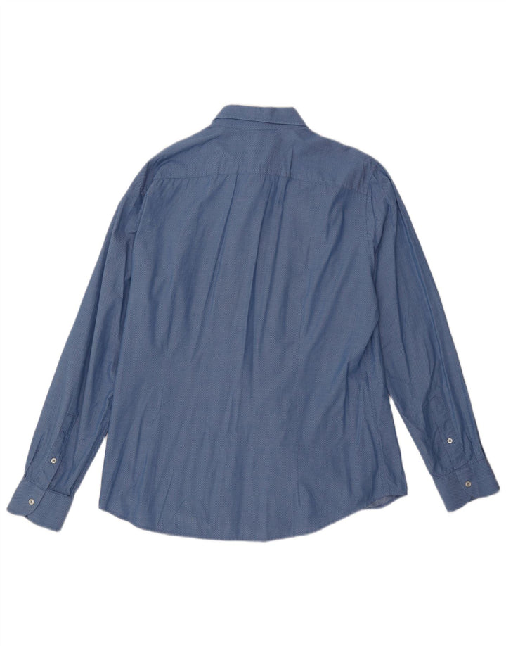 BENETTON Ανδρικό πουκάμισο XL Μπλε Argyle/Διαμαντέ Βαμβακερό