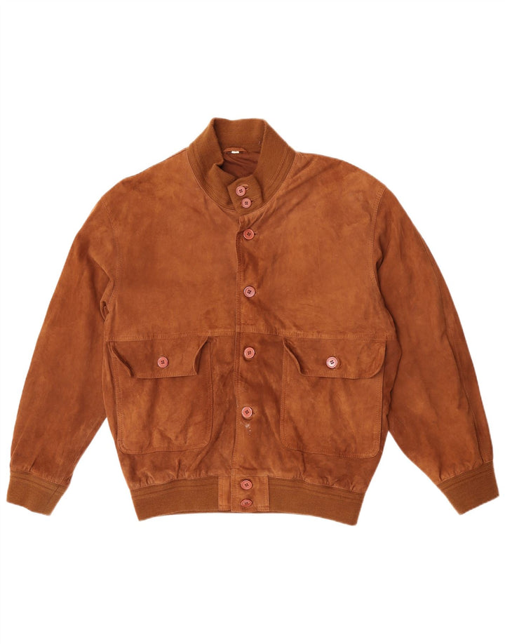 Vintage Ανδρικό Suede Bomber Jacket EU 52 XL Καφέ Δερμάτινο