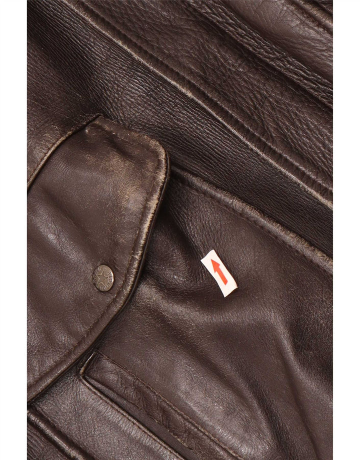Bomb Boogie Ανδρικό Sky Loose Fit Δερμάτινο μπουφάν UK 38 Medium Brown
