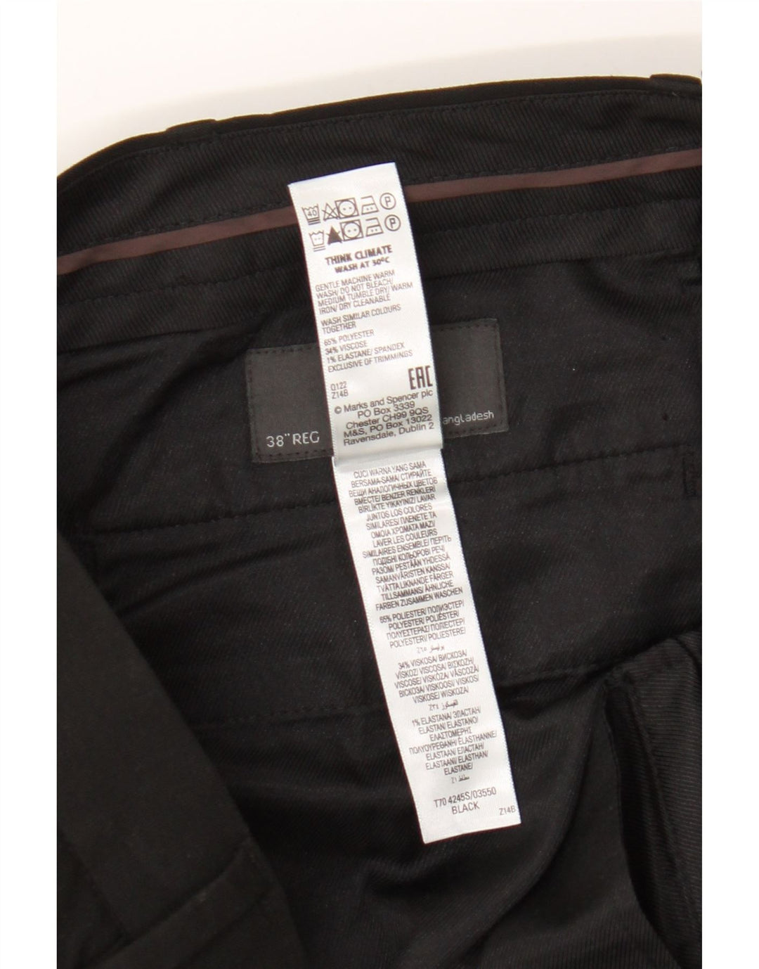 Marks & Spencer Ανδρικό Slim παντελόνι Chino W38 L31 Μαύρο Πολυεστέρας